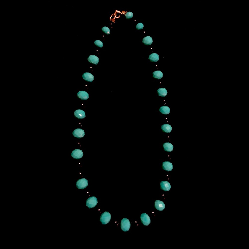 Black and teal beading necklace